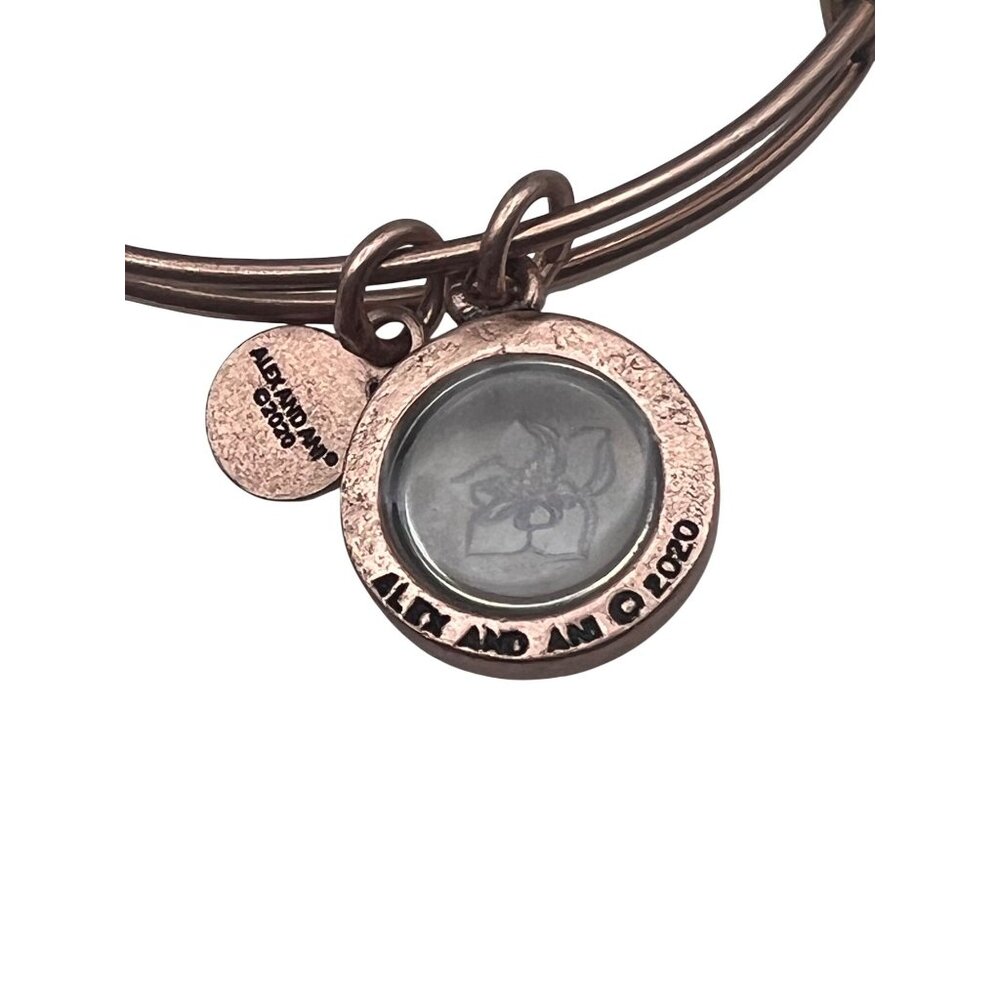 Alex And Ani Wildflower Mantra Bangle Bracelet Rose Gold Tone 2020 NWT Glass - Picture 4 of 6